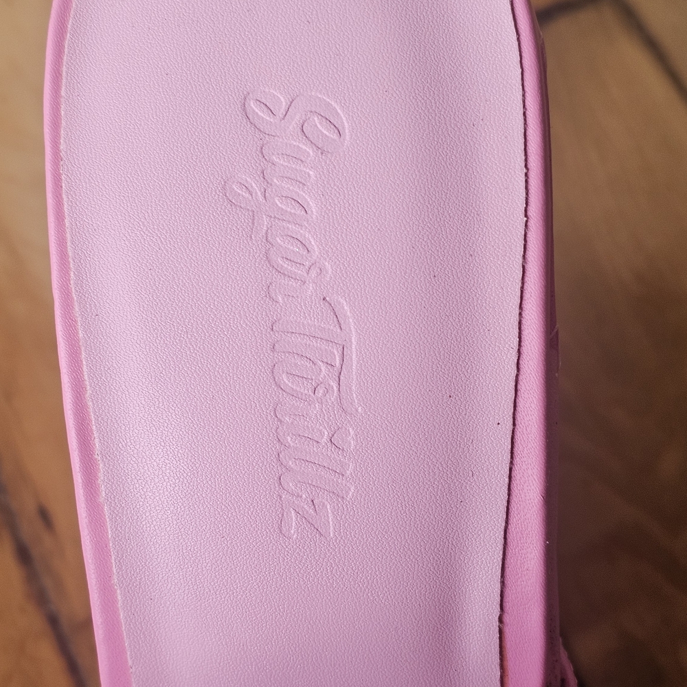 Stylish Pink Patchwork Platform Heels - image 6